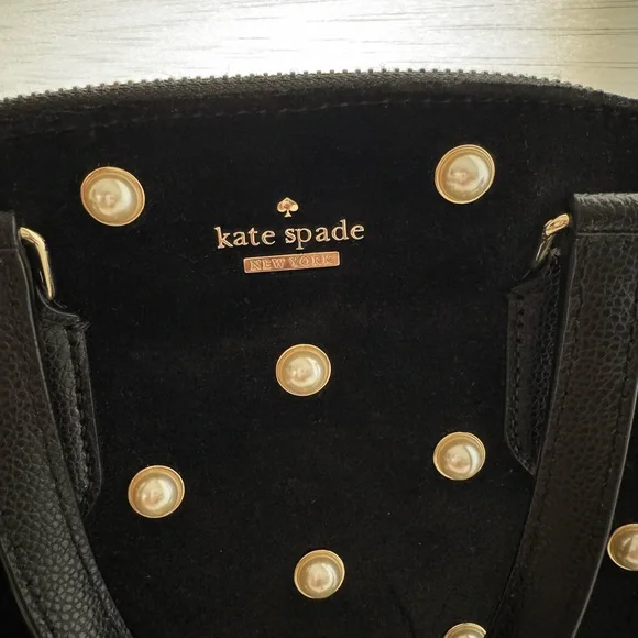 Kate Spade | Laurel Way Velvet Pearl Mini Reiley Black Gorgeous Handbag! - Picture 5 of 7